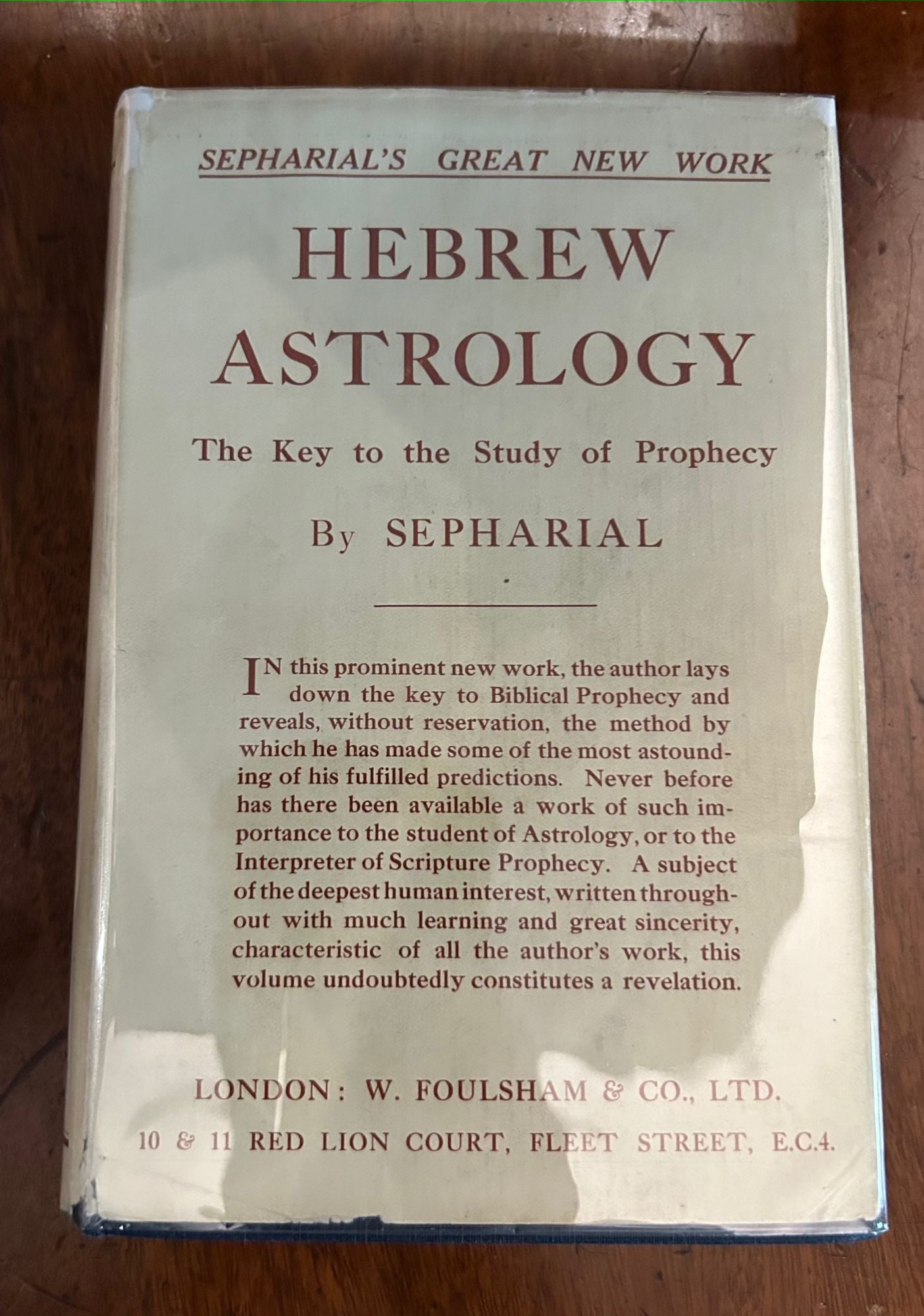 Item #11238 Hebrew Astrology: The Key to the Study of Prophecy. Sepharial, pseudonym Dr. Walter Gorn Old.