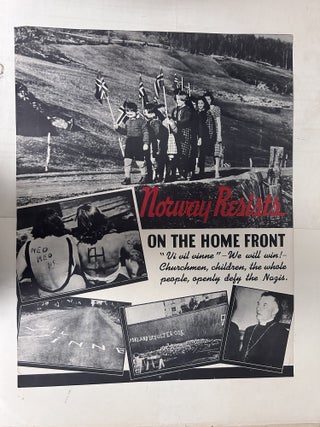World War II Norwegian Naval_Resistance Poster Collection: Sabotage in Norway-Plagues the Nazis! // together with Norway Fights! // Norway Resists on the Home Front // Norwegian Sailors on the Seven Seas // Norway...-A Fighting Ally [5 Posters]