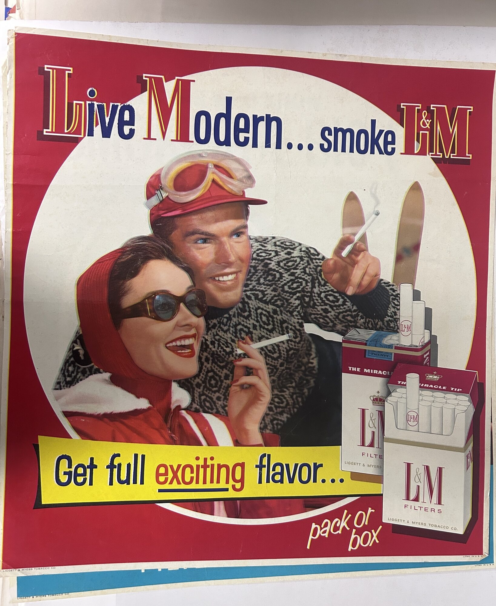 Item #13920 Live Modern...Smoke L&M // [skiing theme] Cigarette Advertising Poster