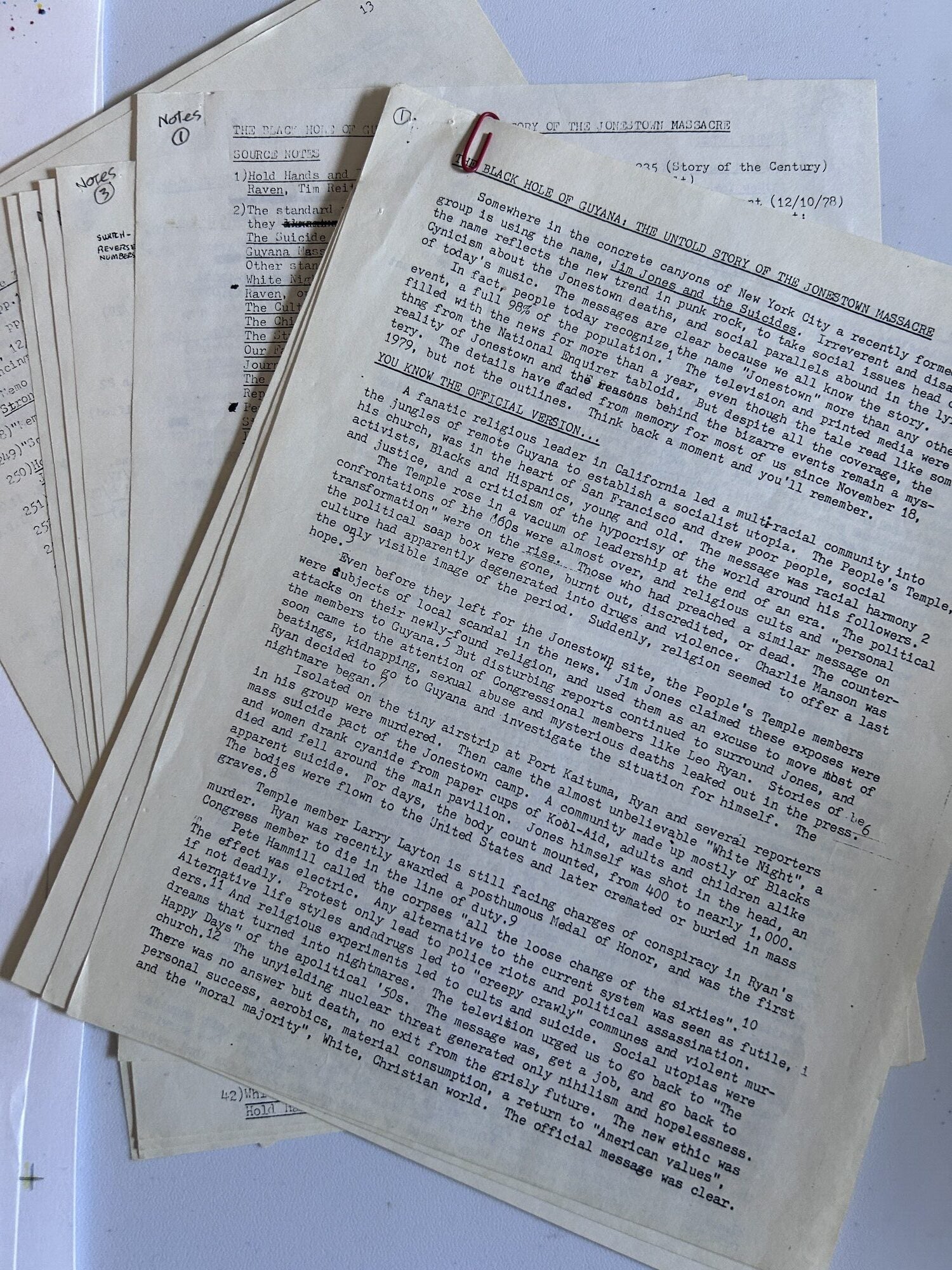 Item #13941 The Black Hole of Guyana: The Untold Story of the Jonestown Masacre [Typescript]. John Judge.