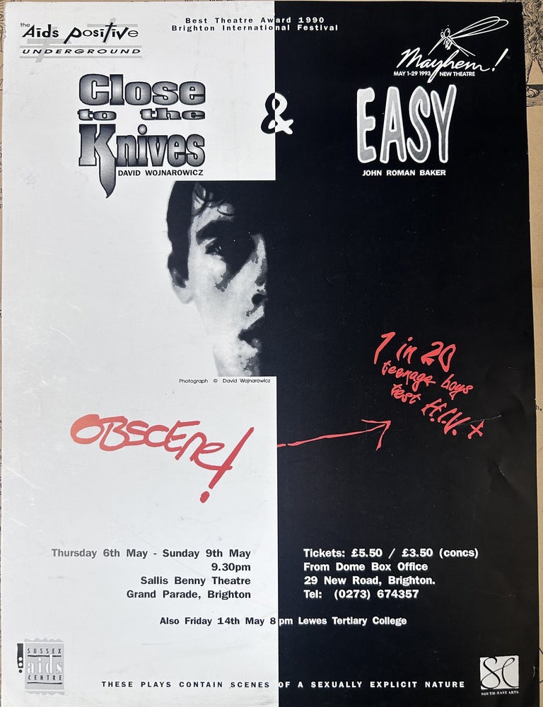 Item #13974 Close to the Knives // Easy [Play Poster]. David Wojnarowicz, John Roman Baker,...