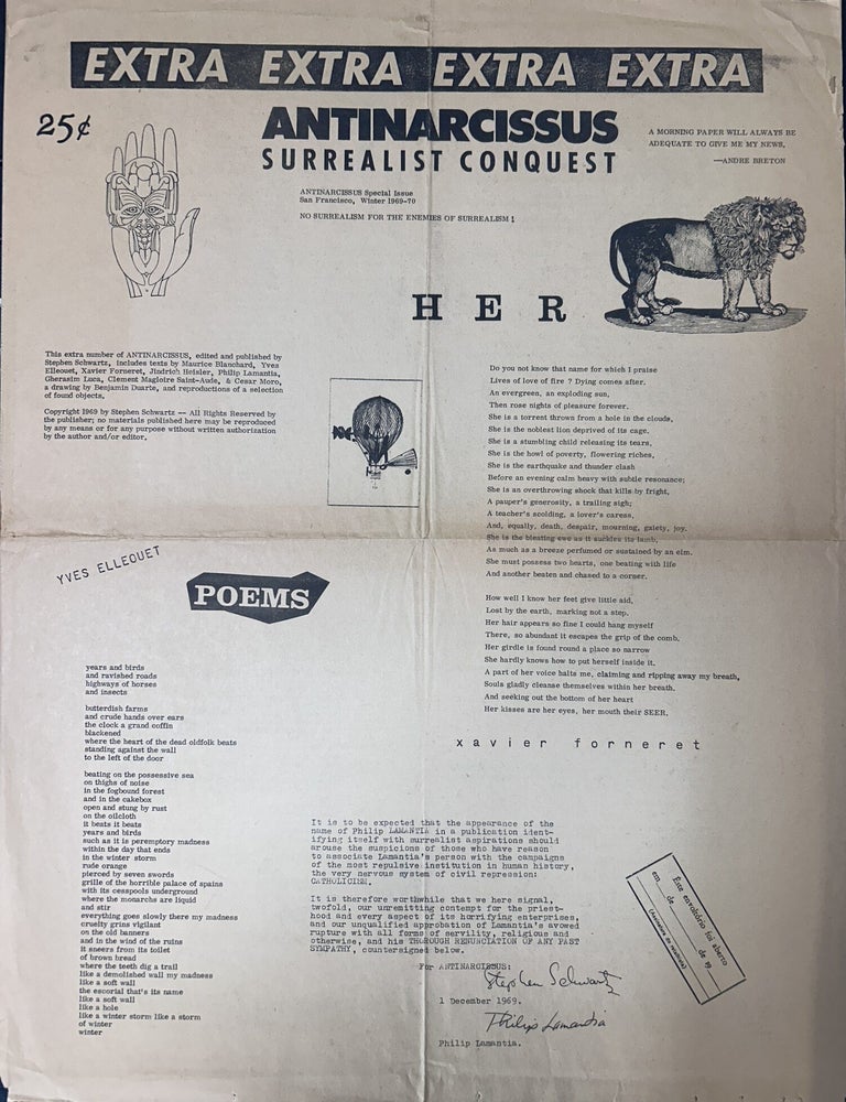 Item #13975 Antinarcissus // Surrealist Conquest newspaper. Stephen Schwartz, Philip Lamantia, eds