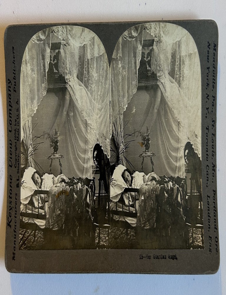 Item #13983 [Spirit / Angel Photography] "Her Guardian Angel" stereograph photograph....