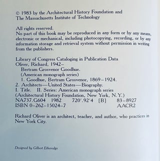Bertram Grosvenor Goodhue [American Monograph Series]