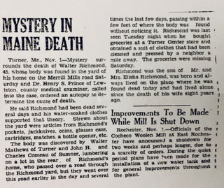 Walter Richmond's Case [1937 Maine Crime Scene Photographic Notebook]